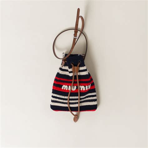 MIU MIU Fabric Crochet Mini Spirit Cire Bag Blue Red White 